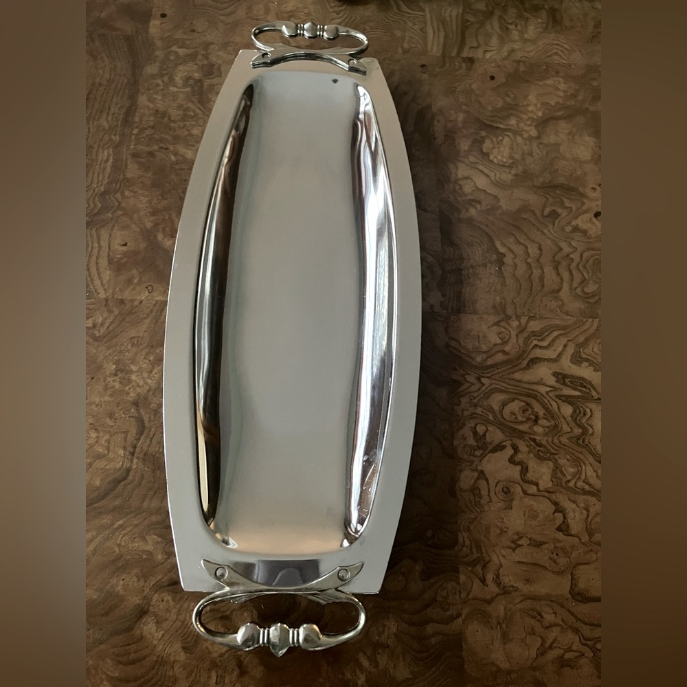 Vintage Elegant Silver Tray to be use for serving sliced bread, Appetizers.